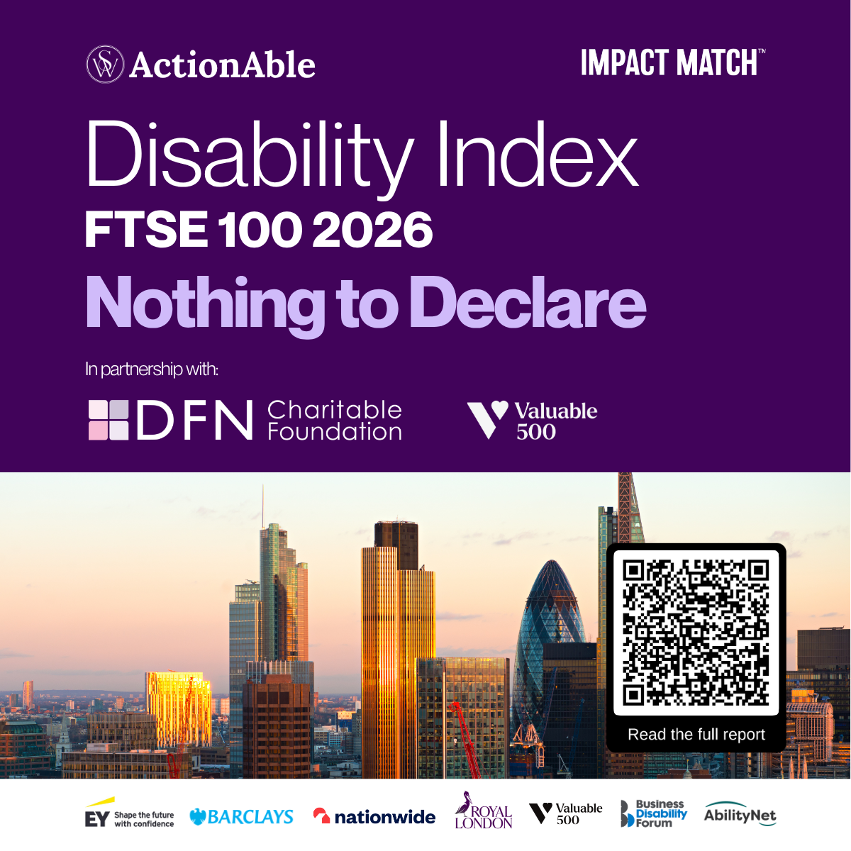Deaf Equity in Financial Services 2026 Annual Report cover by ActionAble and ImpactMatch, titled “From Provision to Proficiency: Bridging the Financial Outcome Gap,” with two colleagues working on a laptop and partner logos (Nationwide, deafPLUS, Signingbanks.uk).